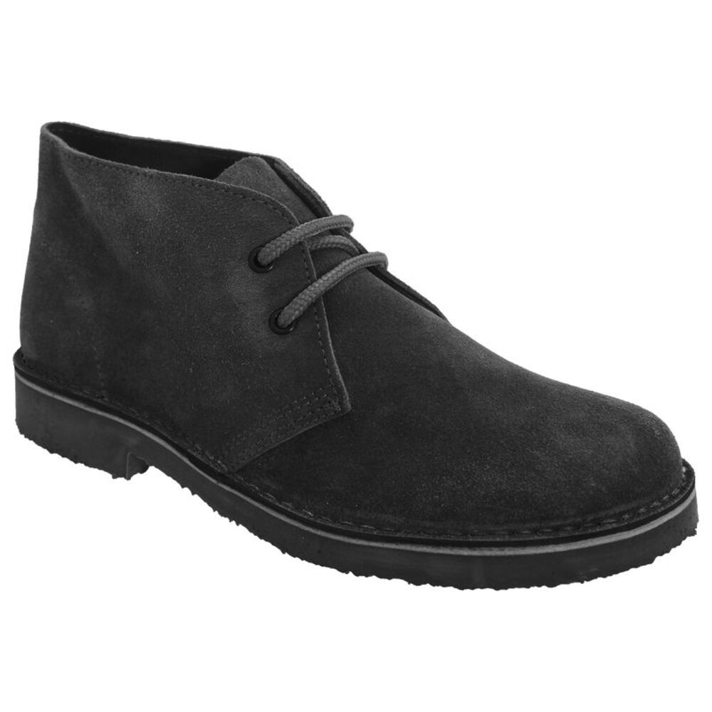 Roamers Womens/Ladies Real Suede Round Toe Unlined Desert Boots / Black